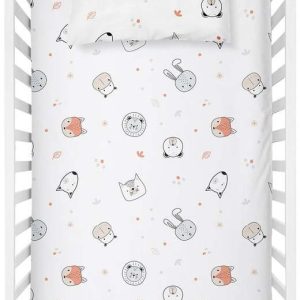 Bílé dětské prostěradlo do postýlky z bavlny Renforcé 100x150 cm Safari – Mijolnir