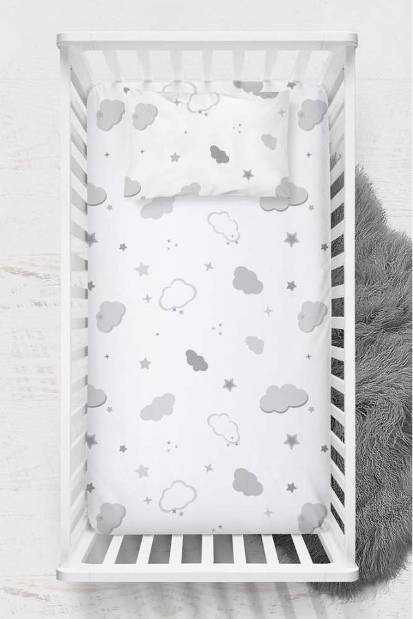 Bílé dětské prostěradlo do postýlky z bavlny Renforcé 100x150 cm Bulut – Mijolnir