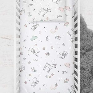 Bílé dětské prostěradlo do postýlky z bavlny Renforcé 100x150 cm Flowers – Mijolnir