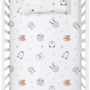 Bílé napínací dětské prostěradlo do postýlky z bavlny Renforcé 70x120 cm Safari – Mijolnir
