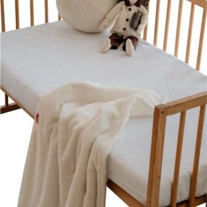 Bílé napínací mušelínové dětské prostěradlo do postýlky 60x120 cm Burumcuk – Mijolnir