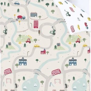 Bílo-béžové bavlněné dětské povlečení do postýlky 120x150 cm Transport – Bianca