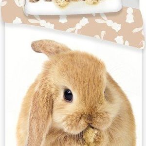 Bílo-hnědé bavlněné dětské povlečení na jednolůžko 140x200 cm Bunny – Jerry Fabrics