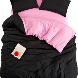 Černo-růžové povlečení na dvoulůžko/prodloužené s prostěradlem/4dílné 200x220 cm Classic – Mila Home