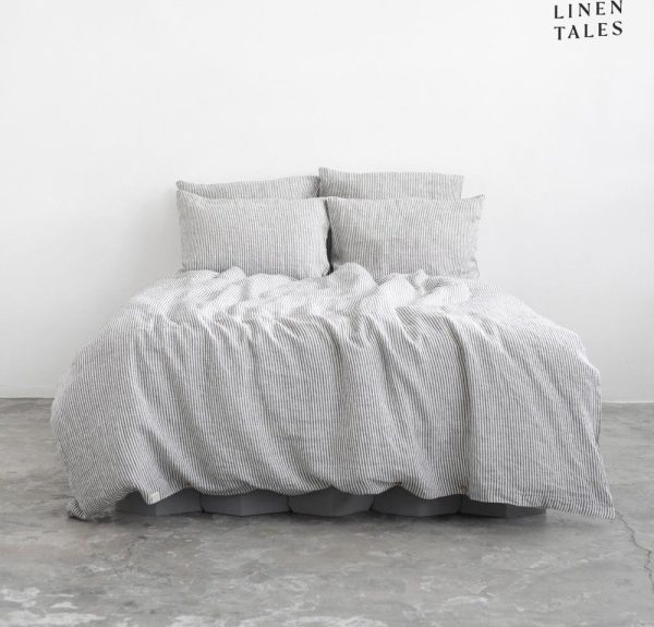 Černobílé lněné povlečení na jednolůžko 140x200 cm – Linen Tales