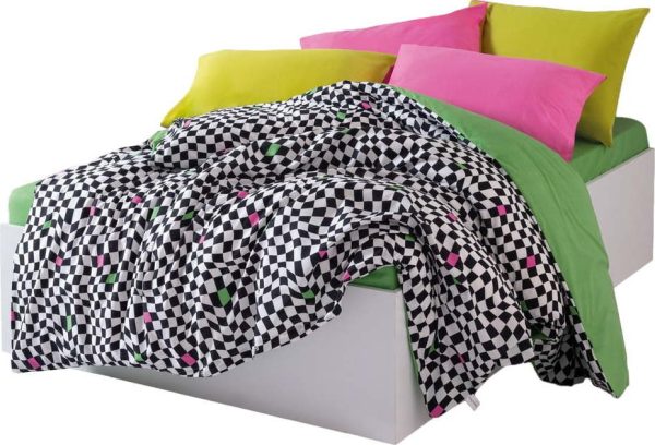 Černobílé povlečení na dvoulůžko/prodloužené z bavlny Renforcé s prostěradlem/4dílné 200x220 cm Dazzle – Mijolnir