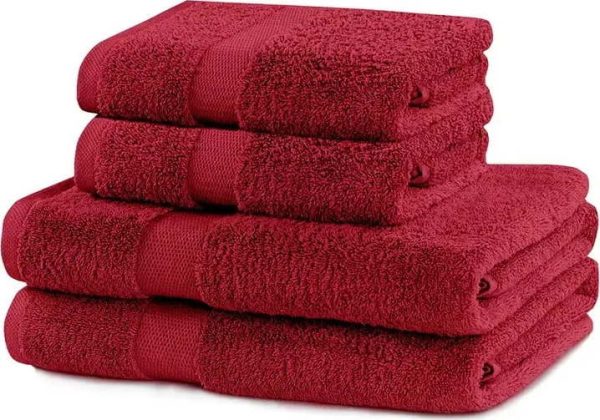 Červené froté bavlněné ručníky a osušky v sadě 4 ks Marina – DecoKing
