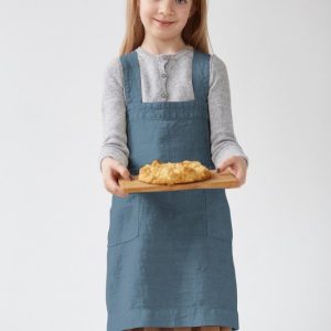 Dětská modrá lněná zástěra Linen Tales Pinafore