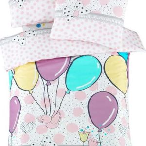 Dětské povlečení do postýlky z bavlny Renforcé s prostěradlem/4dílné 100x150 cm Balloons – Mijolnir