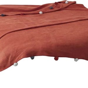 Fleecový přehoz v cihlové barvě 150x200 cm Pom Pom – Mijolnir