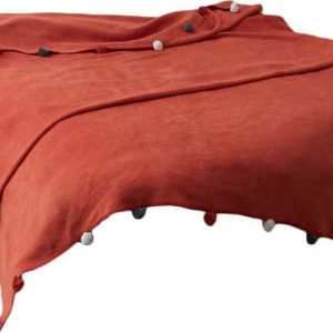 Fleecový přehoz v cihlové barvě 200x220 cm Pom Pom – Mijolnir