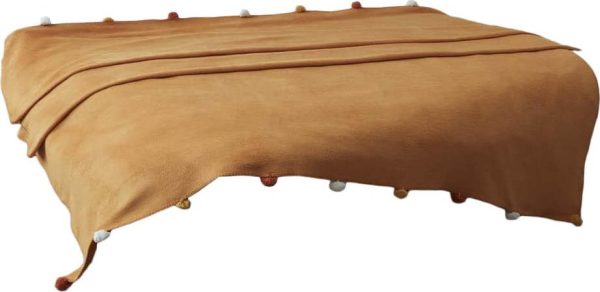 Fleecový přehoz v hořčicové barvě 150x200 cm Pom Pom – Mijolnir