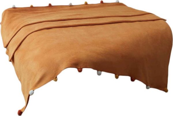 Fleecový přehoz v hořčicové barvě 200x220 cm Pom Pom – Mijolnir