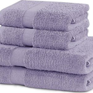 Froté bavlněné ručníky a osušky v levandulové barvě v sadě 4 ks Marina – DecoKing