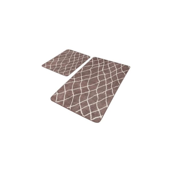 Hnědé sametové koupelnové předložky v sadě 2 ks 60x100 cm – Mila Home