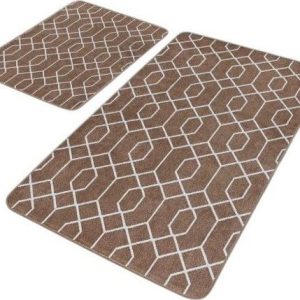 Hnědé sametové koupelnové předložky v sadě 2 ks 60x100 cm – Mila Home