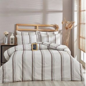Hnědo-béžové bavlněné prodloužené povlečení na dvoulůžko 200x220 cm – Mila Home