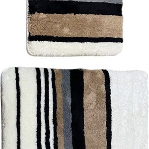Hnědo-krémové koupelnové předložky v sadě 2 ks 60x100 cm Steingra – Foutastic