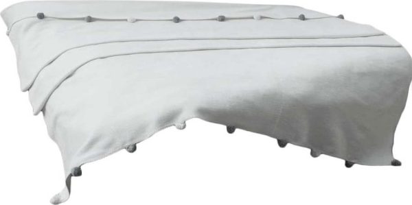 Krémový fleecový přehoz 200x220 cm Pom Pom – Mijolnir