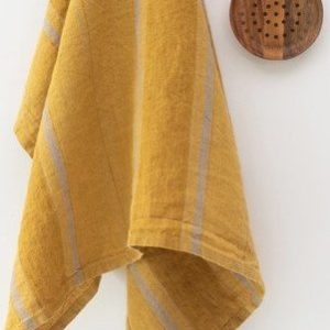 Lněná utěrka 65x65 cm Amber Bronze Stripes – Linen Tales