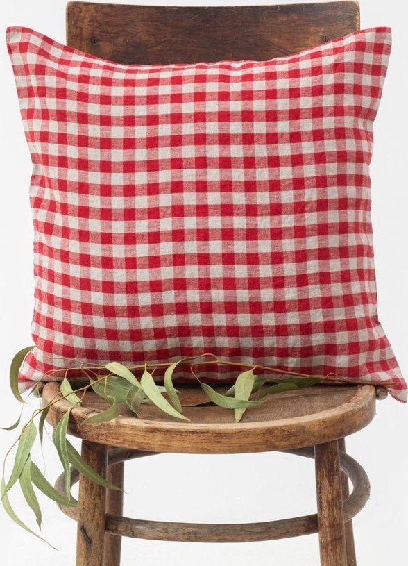 Lněný povlak na polštář 50x50 cm Red Gingham – Linen Tales