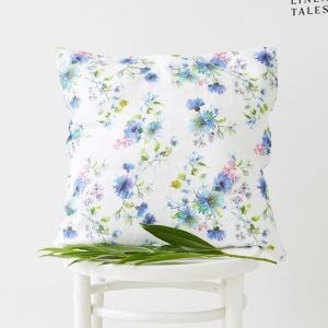 Lněný povlak na polštář 50x50 cm White Flowers – Linen Tales
