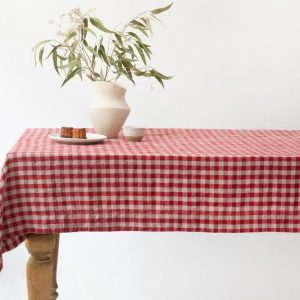 Lněný ubrus 140x350 cm Red Gingham – Linen Tales