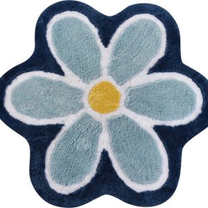 Modrá koupelnová předložka ø 90 cm Flower – Foutastic