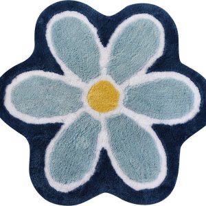 Modrá koupelnová předložka ø 90 cm Flower – Foutastic