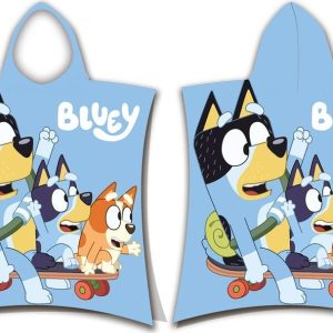 Modré bavlněné dětské pončo velikost 3-8 let Bluey Skate – Jerry Fabrics
