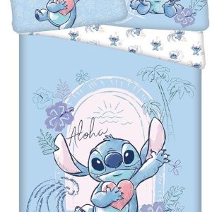 Modré bavlněné dětské povlečení na jednolůžko 140x200 cm Lilo and Stitch "Wave" – Jerry Fabrics