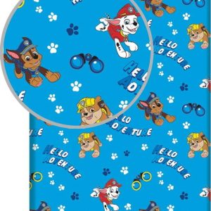 Modré napínací bavlněné dětské prostěradlo na jednolůžko 90x200 cm Paw Patrol – Jerry Fabrics