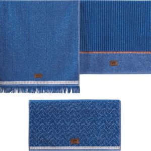 Modré ručníky v sadě 3 ks 50x90 cm Denim – Foutastic