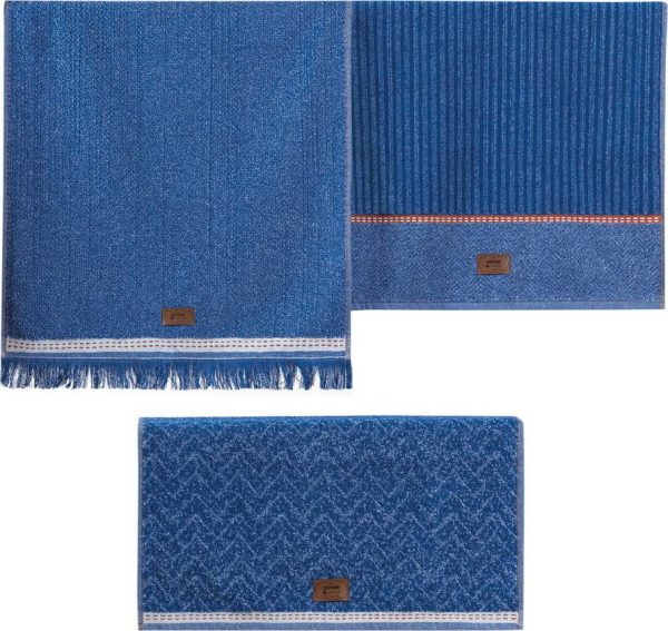 Modré ručníky v sadě 3 ks 50x90 cm Denim – Foutastic