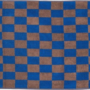 Modro-hnědá koupelnová předložka z bio bavlny 50x80 cm Retro – Mette Ditmer Denmark