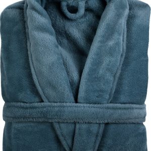 Modrý župan z mikroplyše velikost L/XL Cosy – Tiseco Home Studio