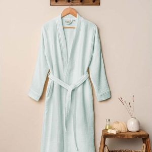 Mušelínový župan v mentolové barvě velikost S/M Kimono – Foutastic