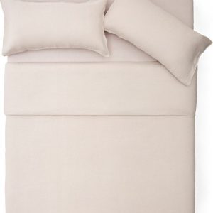 Povlečení šedobéžové na dvoulůžko/prodloužené s příměsí lnu 240x220 cm Simmel – Kave Home