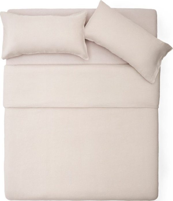 Povlečení šedobéžové na dvoulůžko/prodloužené s příměsí lnu 240x220 cm Simmel – Kave Home