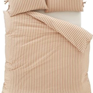 Prodloužené povlečení na dvoulůžko v terakotové barvě 230x220 cm Zanzibar Stripe – Pineapple Elephant