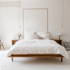 Prodloužené bílé povlečení na jednolůžko s příměsí lnu 155x220 cm – Linen Tales