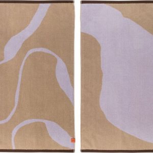 Ručníky v sadě 2 ks z Bio bavlny v levandulové a světle hnědé barvě 50x90 cm Nova Arte – Mette Ditmer Denmark