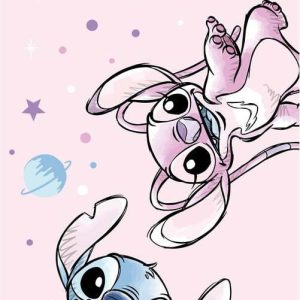 Růžová dětská osuška z mikrovlákna 70x140 cm Lilo and Stitch "Universe" – Jerry Fabrics