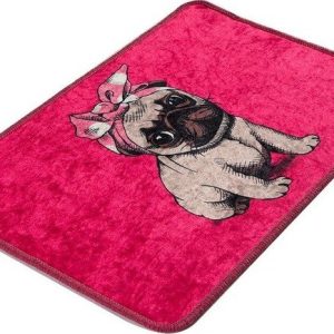 Růžová koupelnová předložka 40x60 cm Pink Pug – Foutastic