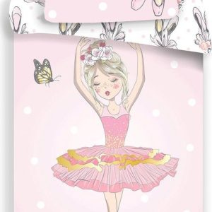 Růžové bavlněné dětské povlečení na jednolůžko 140x200 cm Ballerina – Jerry Fabrics