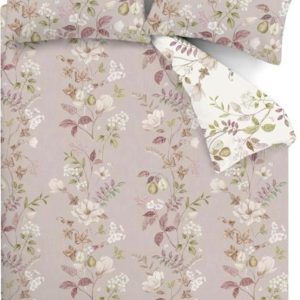 Růžové bavlněné prodloužené povlečení na dvoulůžko 230x220 cm Francesca Floral – Bianca
