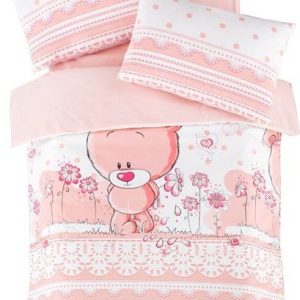 Růžové dětské povlečení do postýlky z bavlny Renforcé s prostěradlem/4dílné 100x150 cm Pinky – Mijolnir