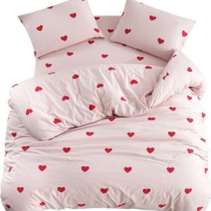 Růžové povlečení na jednolůžko/prodloužené s prostěradlem/3dílné 160x220 cm Red Heart – Mila Home