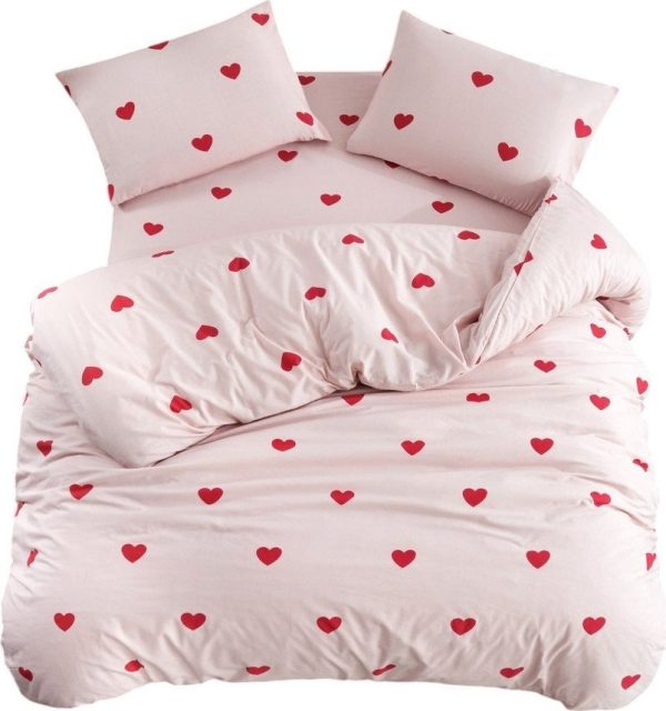 Růžové povlečení na jednolůžko/prodloužené s prostěradlem/3dílné 160x220 cm Red Heart – Mila Home