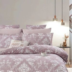 Růžové prodloužené povlečení na dvoulůžko z bavlny Renforcé s prostěradlem/4dílné 200x220 cm – Mila Home